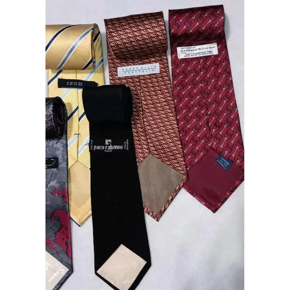 11 Piece Mens Tie Bundle Set Lot Multicolor Colosseo Diroma, Izod, Paco Rabanne,